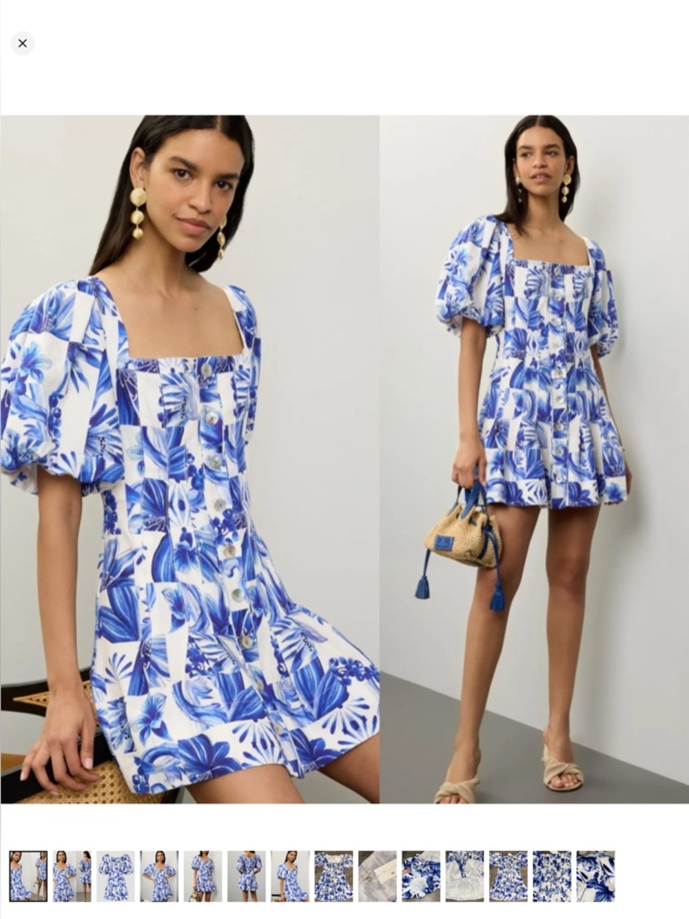Garden tiles linen mini dress